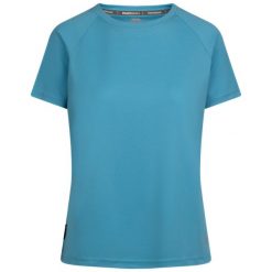 T-shirt damski Claudette. Niebieskie koszulki sportowe damskie Trespass, s, bez wzorów, bez kołnierzyka, bez ramiączek, trekkingowe. Za 64.99 zł.