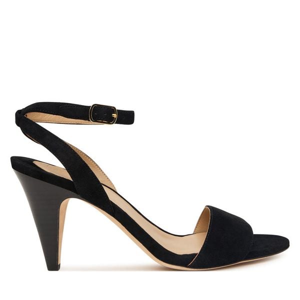 Sandały LAUREN RALPH LAUREN. Czarne sandały damskie Lauren Ralph Lauren, bez wzorów, bez obcasa, na słupku, bez zapięcia. Za 692.99 zł.