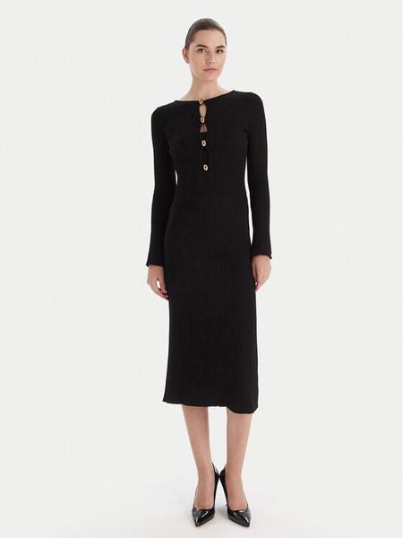 Marciano Guess Sukienka dzianinowa 5BGK55 5891Z Czarny Regular Fit. Czarne sukienki damskie Marciano Guess, z aplikacjami, z dzianiny, bez kołnierzyka, bez ramiączek. Za 509.99 zł.