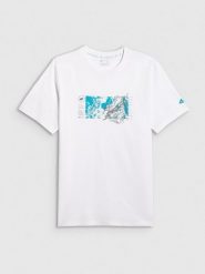 4F T-shirt regular z nadrukiem męski - biały XL. Białe t-shirty męskie 4f, m, bez wzorów, z bawełny, bez kołnierzyka. Za 69.99 zł.