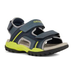 Sandały juniorskie Geox Borealis. Niebieskie sandały chłopięce Geox, z gumy, bez zapięcia. Za 209.99 zł.