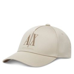 Czapka z daszkiem Armani Exchange. Brązowe czapki i kapelusze damskie Armani Exchange, bez wzorów. Za 199.99 zł.