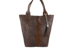 Worek skórzany BARBERINI'S brązowy 375/7-6. Brązowe torebki shopper damskie Barberinis, bez wzorów, ze skóry, biznesowe, zamszowe, bez dodatków. Za 219.99 zł.