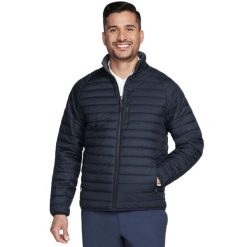 Kurtka sportowa męska Skechers GO Shield Altitude Reversible Jacket. Czarne kurtki męskie Skechers, m, bez wzorów, z materiału, sportowe, bez kaptura. Za 279.99 zł.