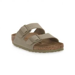 Klapki damskie Birkenstock Arizona Faded. Zielone klapki damskie Birkenstock, bez wzorów, z materiału, bez obcasa. Za 489.00 zł.
