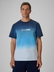 4F T-shirt regular z nadrukiem męski - granatowy XXL. Niebieskie t-shirty męskie 4f, m, bez wzorów, z bawełny, klasyczne, bez kołnierzyka. Za 89.99 zł.