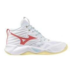 Damskie buty halowe Mizuno Wave Momentum Pro Mid. Białe obuwie sportowe damskie Mizuno, bez wzorów, z materiału, na fitness i siłownię, mizuno wave. Za 417.90 zł.