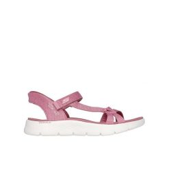 Sandały SKECHERS SLIP-INS GO WALK FLEX Rose. Fioletowe sandały damskie Skechers, bez wzorów, z tkaniny, bez obcasa, bez zapięcia. Za 282.99 zł.