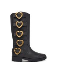 LOVE MOSCHINO Kozaki JA26134G0PIJ0000 Czarny. Czarne kozaki damskie Love Moschino, ze skóry, bez obcasa, na płaskiej podeszwie. Za 1,669.00 zł.