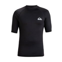 Koszulka krótki rękaw Quiksilver Surf Shirt Rashguard S/SL Surf Tee Black. Czarne koszulki sportowe męskie Quiksilver, na lato, l, bez wzorów, z elastanu, bez kołnierzyka, bez ramiączek, na golfa. Za 115.00 zł.