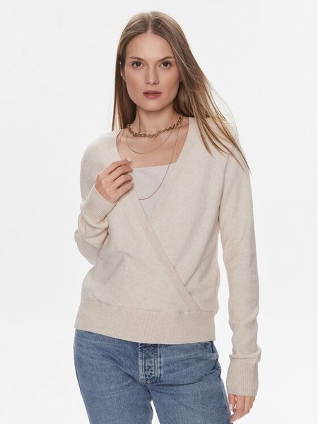 Vila Sweter Ril 14092042 Beżowy Regular Fit. Brązowe swetry damskie Vila, xs, bez wzorów, z wiskozy, bez kołnierzyka, bez ramiączek, bez kaptura. Za 99.99 zł.
