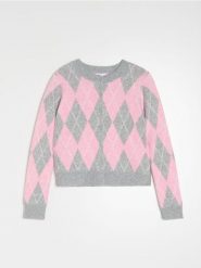 Sweter ze wzorkiem - wielobarwny. Swetry damskie Sinsay, l, bez wzorów, bez kołnierzyka, bez ramiączek, bez kaptura. Za 69.99 zł.