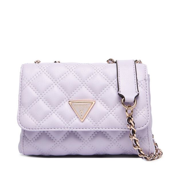 Torebka Guess. Fioletowe listonoszki damskie Guess, z aplikacjami, bez dodatków. Za 304.99 zł.