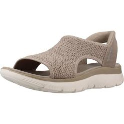 Sandały SKECHERS 119519S Beżowy. Brązowe sandały damskie Skechers, bez wzorów, z materiału, bez obcasa, bez zapięcia. Za 278.99 zł.