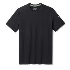 Koszulka z krótkim rękawem męska Smartwool Merino Short Sleeve Tee. Czarne koszulki sportowe męskie Smartwool, m, bez wzorów, bez kołnierzyka, bez ramiączek, trekkingowe. Za 299.99 zł.