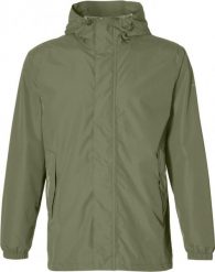 Kurtka przeciwdeszczowa na rower Hoga unisex, oliwkowa. Zielone kurtki damskie BASIL, s, bez wzorów, z materiału, bez kaptura. Za 419.90 zł.