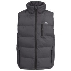 Zapięcie Trespass – męska wyściełana kamizelka Flint. Szare kurtki męskie Trespass, m, bez wzorów, z puchu, bez kaptura. Za 301.99 zł.