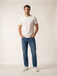 Jeansy loose z efektem sprania - granatowy. Niebieskie jeansy męskie Sinsay. Za 69.99 zł.