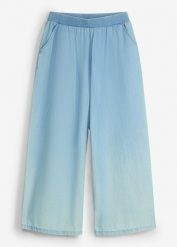 Spodnie culotte z czystej bawełny organicznej z wygodnym pasem. Niebieskie spodnie materiałowe dla dziewczynek bonprix, bez wzorów, z bawełny. Za 84.99 zł.