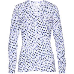 Bluzka z nadrukiem bonprix biało-niebieski z nadrukiem. Bluzki damskie marki bonprix. Za 49.99 zł.