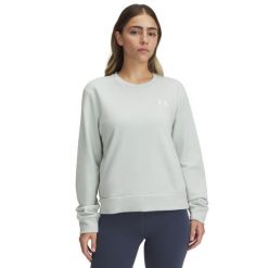 Bluza damska Under Armour Rival Terry. Białe bluzy damskie Under Armour, na zimę, bez wzorów, bez kołnierzyka, bez ramiączek, bez kaptura. Za 294.50 zł.