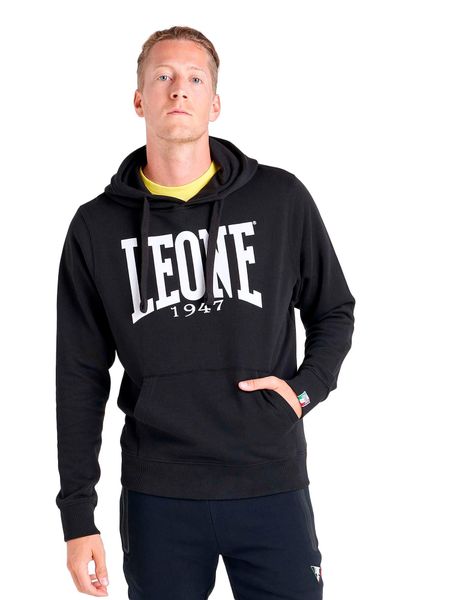 Męskie bluzy Leone z dużym, prostym logo. Czarne bluzy męskie LEONE 1947 APPAREL, m, bez wzorów, z bawełny, bez kaptura. Za 84.16 zł.