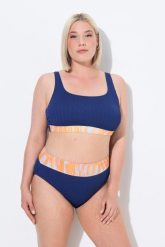 Damskie Bikini fale miękkie miseczki regulowane ramiączka wysoki stan. Niebieskie bikini damskie Ulla Popken, plus size, bez wzorów, plus size. Za 191.99 zł.