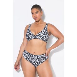 Damski Top od bikini miękkie miseczki wzór w panterkę drapowanie. Białe bikini damskie Ulla Popken, plus size, bez wzorów, plus size. Za 139.99 zł.