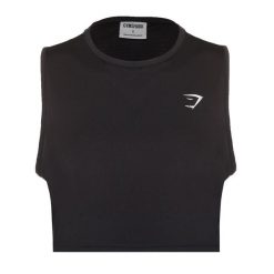 Top treningowy damski Gymshark Training Crop Tank. Czarne koszulki sportowe damskie GYMSHARK, bez wzorów, na fitness i siłownię. Za 35.99 zł.