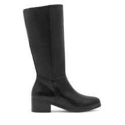 Kozaki Go Soft. Czarne kozaki damskie GO SOFT, bez obcasa, na słupku. Za 369.99 zł.