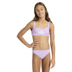 Bikini dwuczęściowe dla Dziewczynki SOLID ACTIVE. Fioletowe stroje kąpielowe dla dziewczynek Roxy, bez wzorów, z elastanu. Za 149.99 zł.