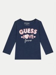 Guess Bluzka K4BI16 J1314 Granatowy Regular Fit. Niebieskie t-shirty i topy dla dziewczynek Guess, z aplikacjami, z bawełny, bez ramiączek. Za 59.99 zł.