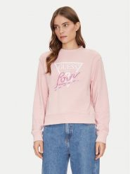 Guess Bluza W5GQ05 KB683 Różowy Regular Fit. Czerwone bluzy damskie Guess, xl, z aplikacjami, z bawełny, bez kaptura. Za 209.99 zł.