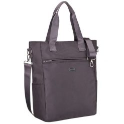 Szara shopperka damska na uchwytach i doczepianym pasku, zamykana suwakiem Peterson PTN CTY-17. Szare torebki do ręki damskie Peterson, bez wzorów, bez dodatków. Za 77.99 zł.