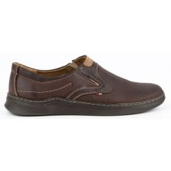 Olivier Buty męskie skórzane wsuwane casual 284GT brązowe. Brązowe półbuty na co dzień męskie casualowe, bez zapięcia. Za 319.69 zł.