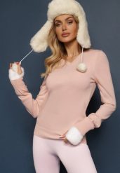 Jasnoróżowy Sweter w Klasycznym Stylu z Dekoltem w Serek Feliriel. Czerwone swetry damskie Renee, m, z aplikacjami, z jeansu, biznesowe, bez kołnierzyka, bez ramiączek, bez kaptura. Za 69.99 zł.