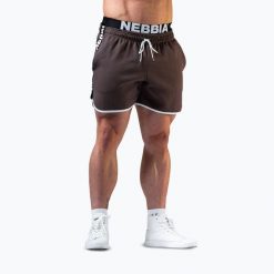 Spodenki treningowe męskie NEBBIA Hero. Brązowe krótkie spodenki sportowe męskie Nebbia, m, bez wzorów, z bawełny, na fitness i siłownię. Za 229.99 zł.