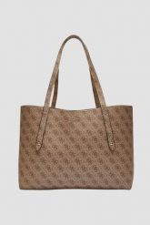 GUESS Brązowa shopperka damska Brenton. Brązowe torebki do ręki damskie Guess, z aplikacjami, ze skóry ekologicznej, eleganckie, bez dodatków. W wyprzedaży za 430.99 zł.