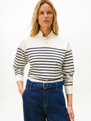 Tommy Hilfiger Sweter z dzianiny Kobiety biały|niebieski, L. Białe swetry damskie Tommy Hilfiger, l, bez wzorów, z dzianiny, bez kołnierzyka, bez ramiączek, bez kaptura. Za 479.95 zł.