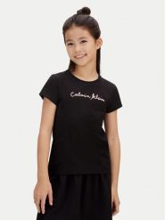 Calvin Klein Jeans T-Shirt LVCKSJA17G Czarny Regular Fit. Czarne t-shirty i topy dla dziewczynek Calvin Klein Jeans, bez wzorów, z bawełny, bez ramiączek. Za 109.99 zł.