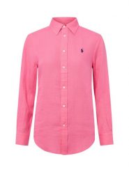 Polo Ralph Lauren Lniana bluzka Kobiety len wyrazisty róż, XS. Czerwone bluzki damskie Polo Ralph Lauren, xs, bez wzorów, ze lnu, bez kołnierzyka, bez ramiączek. Za 599.95 zł.