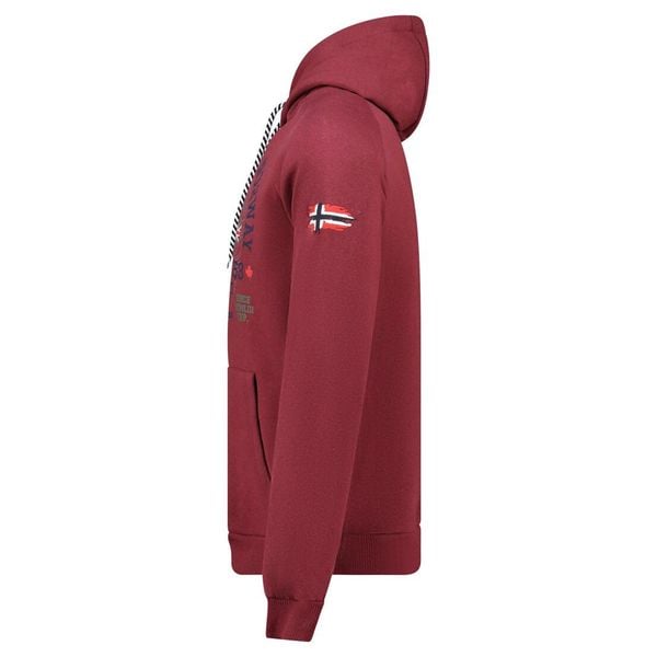 Bluza męska Geographical Norway GEXPE BURGUNDY, bordowa. Brązowe bluzy męskie Geographical Norway, m, bez wzorów, z bawełny, z kapturem. Za 149.00 zł.