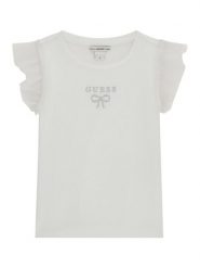 Guess T-Shirt K6RI12 KCU20 Biały Regular Fit. Białe t-shirty i topy dla dziewczynek Guess, z aplikacjami, z bawełny, bez ramiączek. Za 99.99 zł.