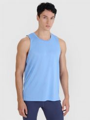 4F Tank top do biegania regular szybkoschnący męski - niebieski XL. Niebieskie koszulki sportowe męskie 4f, m, bez wzorów, z dzianiny, klasyczne, bez kołnierzyka. W wyprzedaży za 99.99 zł.