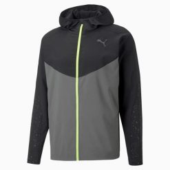 Kurtka z kapturem męska Puma RUN REFLECTIVE AOP WOVEN czarna 52240915 r XXL. Czarne kurtki męskie Puma, l, bez wzorów, do biegania. Za 173.20 zł.