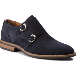 Półbuty TOMMY HILFIGER - Essential Suede Double Monk Shoe FM0FM01528 Midnight 403. Niebieskie półbuty na co dzień męskie Tommy Hilfiger, z materiału. W wyprzedaży za 359.00 zł.