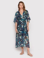Guess Sukienka letnia W2YK38 WEPQ0 Granatowy Regular Fit. Niebieskie sukienki damskie Guess, na lato, m, z aplikacjami, z wiskozy, bez kołnierzyka, bez ramiączek. Za 789.99 zł.
