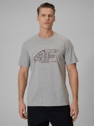 4F T-shirt regular z nadrukiem męski - szary XXL. Szare t-shirty męskie 4f, m, bez wzorów, z bawełny, bez kołnierzyka. Za 59.99 zł.