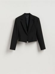 Krótka marynarka - czarny. Czarne żakiety damskie Reserved, bez wzorów, z tkaniny. Za 229.99 zł.
