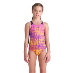 Strój Kąpielowy Arena Dziewczęcy Multi Colours Swimsuit V Back. Fioletowe stroje kąpielowe dla dziewczynek Arena, bez wzorów, z materiału. Za 119.99 zł.
